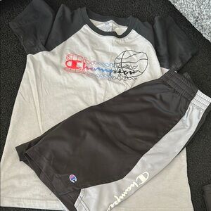 Champion Kids' Black and Gray Shirt & Shorts Set